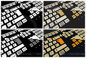 Mechanical retro keyboard mini set - vector image