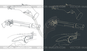 Ancient wheellock pistol - vector image