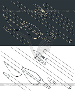 Arrows and their components - stock vector clipart