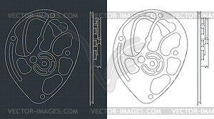 Compound bow cam drawings - vector image