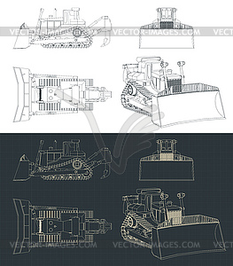 Crawler bulldozer blueprints - vector EPS clipart