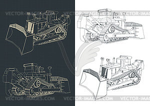 Crawler bulldozer drawings - vector clipart