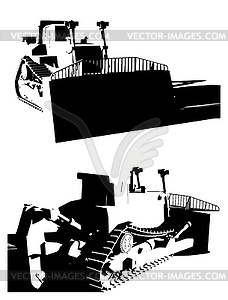 Шаблон плаката гусеничного бульдозера - клипарт в векторе