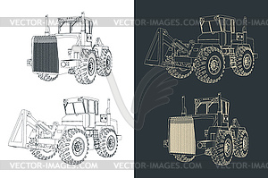 Tractor sketches - vector clipart