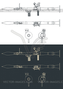 Hand-held anti-tank greenade launcher blueprints - vector clipart