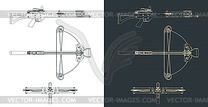 Block crossbow blueprints - vector image