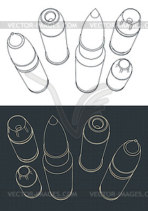 Bullets of various calibers - vector image