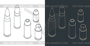 Bullets of various calibers mini set - stock vector clipart