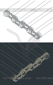 Chain transmission in roller conveyor - vector clipart