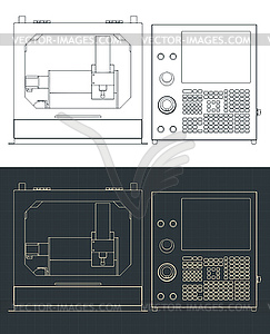 Desktop CNC router machine blueprints - vector clipart