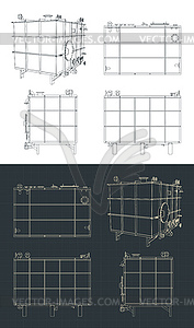 Pressure tank blueprints - vector image
