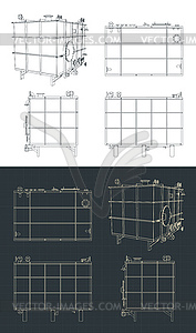 Чертежи напорного бака - клипарт в векторе