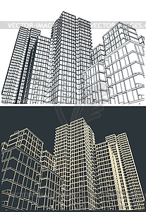 Skyscrapers construction industry - vector image