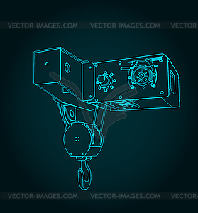 Trolley for bridge crane - vector clipart