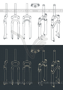 Bicycle fork blueprints - vector clip art