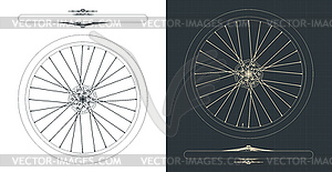 Bicycle wheel blueprints - royalty-free vector clipart