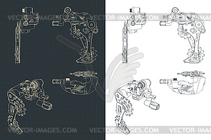 Bicycle rear derailleur blueprints - vector image