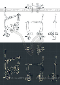 Bike v-brake blueprints - vector clipart