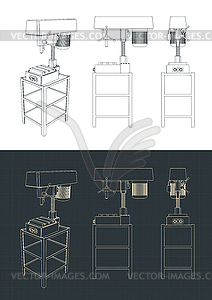 Чертежи сверлильного станка - клипарт в формате EPS