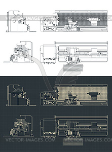 Milling machine blueprints - color vector clipart