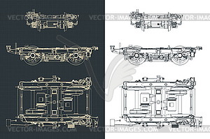 Railway bogie blueprints - vector image