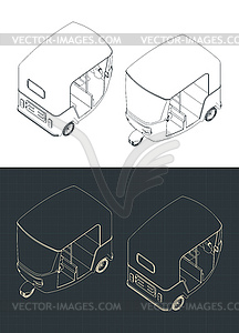 Изометрические чертежи авторикш - клипарт в векторе