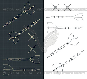 Dart arrows blueprints - vector image