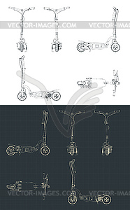 Electric scooter blueprints - vector clipart