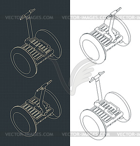 Segway isometric blueprint - vector clipart