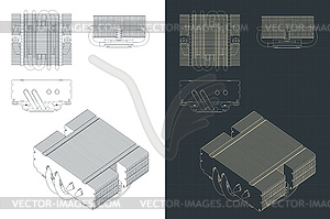 Чертежи радиатора процессорного кулера - графика в векторном формате