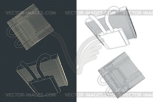 Slim CPU cooler heatsink - vector clipart