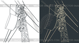 Cellular network base station s - vector clip art