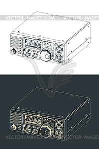 HF transceiver isometric drawings - vector image