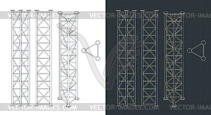 Чертежи съемных металлических модульных ферм - стоковый векторный клипарт