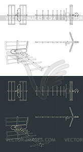 TV antenna blueprints - vector clipart