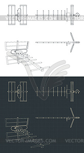 Чертежи телевизионных антенн - векторный графический клипарт