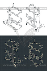 Welding cart isometric blueprints - royalty-free vector image