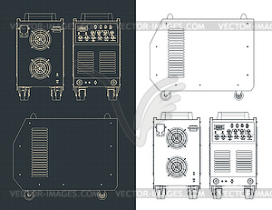 Welding machine blueprints - vector image