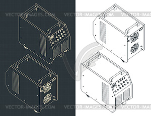 Изометрические чертежи сварочного аппарата - векторное изображение