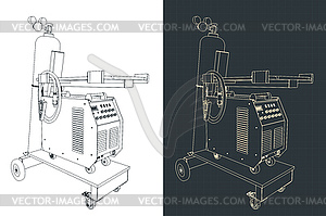 Welding machine on welding cart - vector image