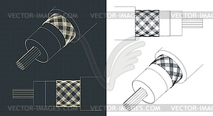 Antenna cable blueprints - royalty-free vector image