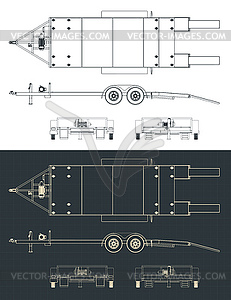 Car trailer blueprints - vector image