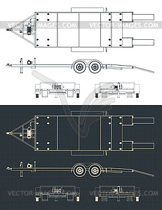 Чертежи автомобильных прицепов - клипарт в векторе