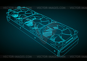 Computer liquid cooling system - vector clip art