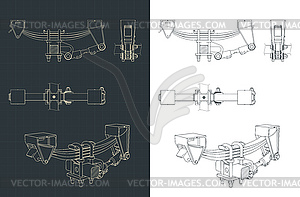 Mechanical suspension blueprints - vector clipart