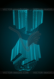 Tower type CPU cooler - royalty-free vector image