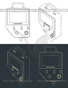 CNC machine control blueprints - vector clipart