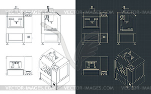 CNC PCB drilling and routing machine blueprints - vector clipart / vector image