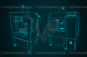 CNC PCB drilling and routing machine - vector image