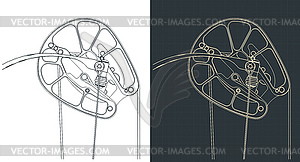Compound bow cam blueprints - vector clipart